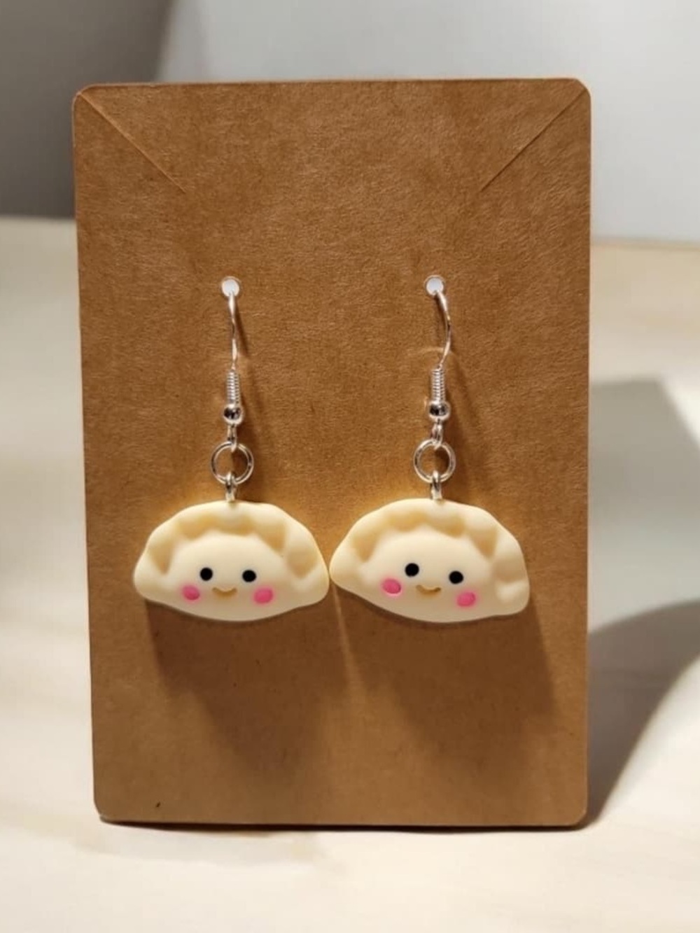 Cute Cream Dumpling Kids Earrings - Playful Smiley Design
